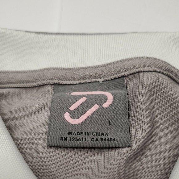 Gray Men's 100% Polyester Short Sleeve Polo Golf Shirt Large Excellent Condition - Picture 5 of 9